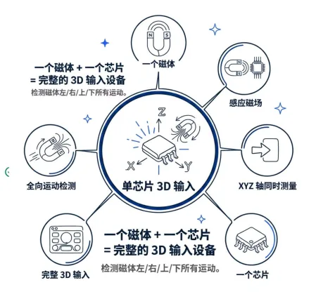 一个磁体加一个芯片实现 3D 输入